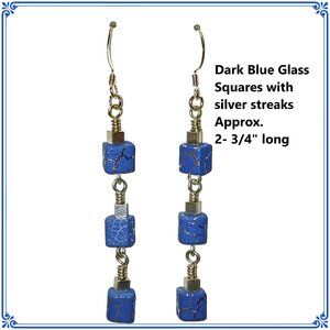 Unique Deep Blue and Silver Glass Beaded Earrings